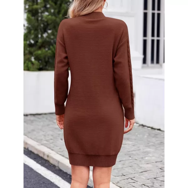 imageSaodimallsu Womens Maternity Sweater Dress Cable Knit Sexy Bodycon Crew Neck Long Sleeve Fall Mini Sweaters DressesRedbrown