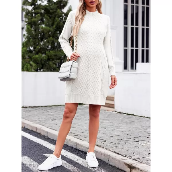 imageSaodimallsu Womens Maternity Sweater Dress Cable Knit Sexy Bodycon Crew Neck Long Sleeve Fall Mini Sweaters DressesWhite