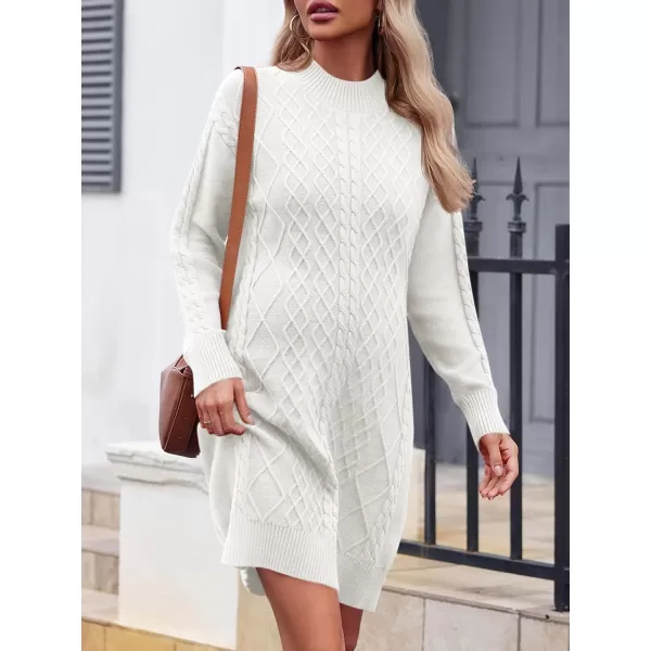 imageSaodimallsu Womens Maternity Sweater Dress Cable Knit Sexy Bodycon Crew Neck Long Sleeve Fall Mini Sweaters DressesWhite