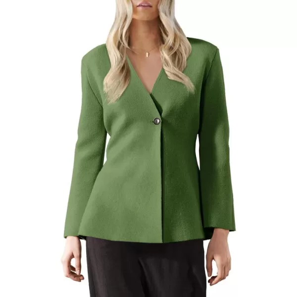 imageSaodimallsu Womens Cardigan Sweaters Long Sleeve Peplum V Neck Open Front Button Knit Sweater BlazerArmy Green