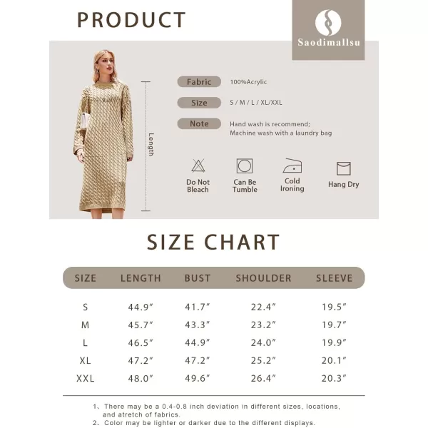 imageSaodimallsu Womens Oversized Cable Knit Sweater Dress Drop Shoulder Long Sleeve Loose Fall Midi Pullover Sweater DressesGrey