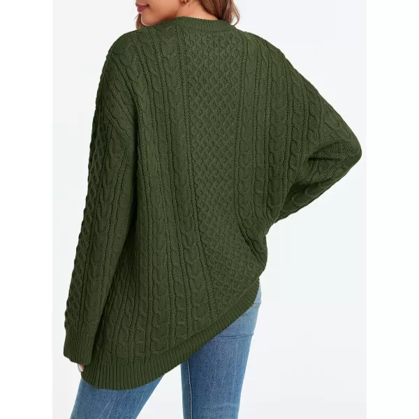 imageSaodimallsu Womens Oversized Sweaters Chunky Cable Knit Crewneck Long Sleeve Loose Tunic Sweater TopsArmy Green