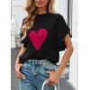 imageSaodimallsu Womens Cap Sleeve Cropped Sweater Mock Neck Cute Heart Loose Valentine Knit Tank TopsBlack