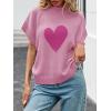 imageSaodimallsu Womens Cap Sleeve Cropped Sweater Mock Neck Cute Heart Loose Valentine Knit Tank TopsPink