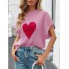 imageSaodimallsu Womens Cap Sleeve Cropped Sweater Mock Neck Cute Heart Loose Valentine Knit Tank TopsPink