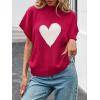 imageSaodimallsu Womens Cap Sleeve Cropped Sweater Mock Neck Cute Heart Loose Valentine Knit Tank TopsRed