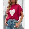 imageSaodimallsu Womens Cap Sleeve Cropped Sweater Mock Neck Cute Heart Loose Valentine Knit Tank TopsRed