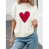 imageSaodimallsu Womens Cap Sleeve Cropped Sweater Mock Neck Cute Heart Loose Valentine Knit Tank TopsWhite