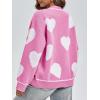 imageSaodimallsu Womens Cute Heart Cardigan Sweaters Valentines Day Chunky Knit Button Crewneck Long Sleeve Sweater CoatBright Pink