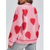 imageSaodimallsu Womens Cute Heart Cardigan Sweaters Valentines Day Chunky Knit Button Crewneck Long Sleeve Sweater CoatPink