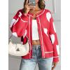 imageSaodimallsu Womens Cute Heart Cardigan Sweaters Valentines Day Chunky Knit Button Crewneck Long Sleeve Sweater CoatRed