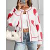 imageSaodimallsu Womens Cute Heart Cardigan Sweaters Valentines Day Chunky Knit Button Crewneck Long Sleeve Sweater CoatWhite