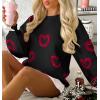 imageSaodimallsu Womens Heart Sweater Valentines Oversized Cute Winter Chunky Knit Crew Neck Side Slit Pullover SweatersBlack