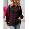 imageSaodimallsu Womens Heart Sweater Valentines Oversized Cute Winter Chunky Knit Crew Neck Side Slit Pullover SweatersBlack