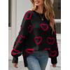 imageSaodimallsu Womens Heart Sweater Valentines Oversized Cute Winter Chunky Knit Crew Neck Side Slit Pullover SweatersBlack