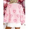 imageSaodimallsu Womens Heart Sweater Valentines Oversized Cute Winter Chunky Knit Crew Neck Side Slit Pullover SweatersPink