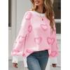 imageSaodimallsu Womens Heart Sweater Valentines Oversized Cute Winter Chunky Knit Crew Neck Side Slit Pullover SweatersPink