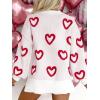 imageSaodimallsu Womens Heart Sweater Valentines Oversized Cute Winter Chunky Knit Crew Neck Side Slit Pullover SweatersWhite