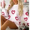 imageSaodimallsu Womens Heart Sweater Valentines Oversized Cute Winter Chunky Knit Crew Neck Side Slit Pullover SweatersWhite