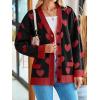 imageSaodimallsu Womens Oversized Heart Cardigan Color Block V Neck Button Long Sleeve Chunky Valentines SweatersBlack