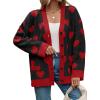 imageSaodimallsu Womens Oversized Heart Cardigan Color Block V Neck Button Long Sleeve Chunky Valentines SweatersBlack