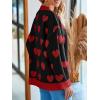 imageSaodimallsu Womens Oversized Heart Cardigan Color Block V Neck Button Long Sleeve Chunky Valentines SweatersBlack