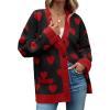 imageSaodimallsu Womens Oversized Heart Cardigan Color Block V Neck Button Long Sleeve Chunky Valentines SweatersBlack