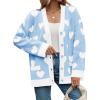 imageSaodimallsu Womens Oversized Heart Cardigan Color Block V Neck Button Long Sleeve Chunky Valentines SweatersBlue