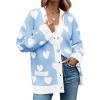 imageSaodimallsu Womens Oversized Heart Cardigan Color Block V Neck Button Long Sleeve Chunky Valentines SweatersBlue