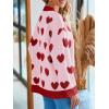 imageSaodimallsu Womens Oversized Heart Cardigan Color Block V Neck Button Long Sleeve Chunky Valentines SweatersPink