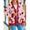 imageSaodimallsu Womens Oversized Heart Cardigan Color Block V Neck Button Long Sleeve Chunky Valentines SweatersPink