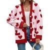 imageSaodimallsu Womens Oversized Heart Cardigan Color Block V Neck Button Long Sleeve Chunky Valentines SweatersPink