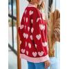 imageSaodimallsu Womens Oversized Heart Cardigan Color Block V Neck Button Long Sleeve Chunky Valentines SweatersRed