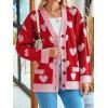 imageSaodimallsu Womens Oversized Heart Cardigan Color Block V Neck Button Long Sleeve Chunky Valentines SweatersRed