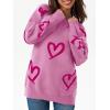 imageSaodimallsu Womens Oversized Heart Sweater Crew Neck Long Sleeve Knit Cute Valentines Pullover SweatersPink Red