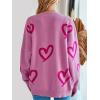 imageSaodimallsu Womens Oversized Heart Sweater Crew Neck Long Sleeve Knit Cute Valentines Pullover SweatersPink Red