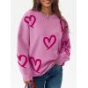 imageSaodimallsu Womens Oversized Heart Sweater Crew Neck Long Sleeve Knit Cute Valentines Pullover SweatersPink Red