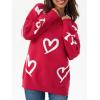 imageSaodimallsu Womens Oversized Heart Sweater Crew Neck Long Sleeve Knit Cute Valentines Pullover SweatersRed