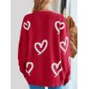 imageSaodimallsu Womens Oversized Heart Sweater Crew Neck Long Sleeve Knit Cute Valentines Pullover SweatersRed