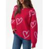 imageSaodimallsu Womens Oversized Heart Sweater Crew Neck Long Sleeve Knit Cute Valentines Pullover SweatersRed Purple