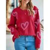 imageSaodimallsu Womens Oversized Heart Sweater Crew Neck Long Sleeve Knit Cute Valentines Pullover SweatersRed Purple