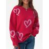 imageSaodimallsu Womens Oversized Heart Sweater Crew Neck Long Sleeve Knit Cute Valentines Pullover SweatersRed Purple