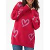 imageSaodimallsu Womens Oversized Heart Sweater Crew Neck Long Sleeve Knit Cute Valentines Pullover SweatersRed Purple