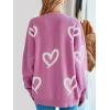 imageSaodimallsu Womens Oversized Heart Sweater Crew Neck Long Sleeve Knit Cute Valentines Pullover SweatersRose Red