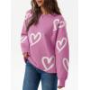 imageSaodimallsu Womens Oversized Heart Sweater Crew Neck Long Sleeve Knit Cute Valentines Pullover SweatersRose Red