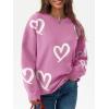 imageSaodimallsu Womens Oversized Heart Sweater Crew Neck Long Sleeve Knit Cute Valentines Pullover SweatersRose Red