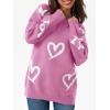 imageSaodimallsu Womens Oversized Heart Sweater Crew Neck Long Sleeve Knit Cute Valentines Pullover SweatersRose Red