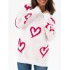 imageSaodimallsu Womens Oversized Heart Sweater Crew Neck Long Sleeve Knit Cute Valentines Pullover SweatersWhite Red