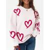 imageSaodimallsu Womens Oversized Heart Sweater Crew Neck Long Sleeve Knit Cute Valentines Pullover SweatersWhite Red