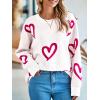 imageSaodimallsu Womens Oversized Heart Sweater Crew Neck Long Sleeve Knit Cute Valentines Pullover SweatersWhite Red